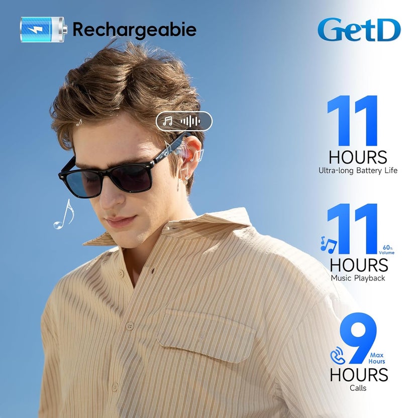 GetD 2026 AI Glasses for Men & Women, Smart Glasses Powered by ChatGPT, AI Real-time Translation with 145 Languages, 11H Music Play, Bluetooth Glasses with Photochromic Lens for Daily Use, Travel - Image 4